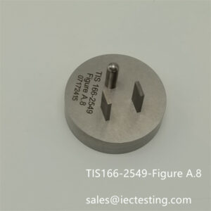 TIS 166-2549 Figure A.8 Gauge for testing earthing contact is made before the current-carrying contacts for flat-round pin socket-outlet