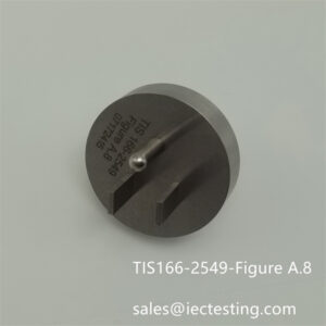 TIS 166-2549 Figure A.8 Gauge for testing earthing contact is made before the current-carrying contacts for flat-round pin socket-outlet