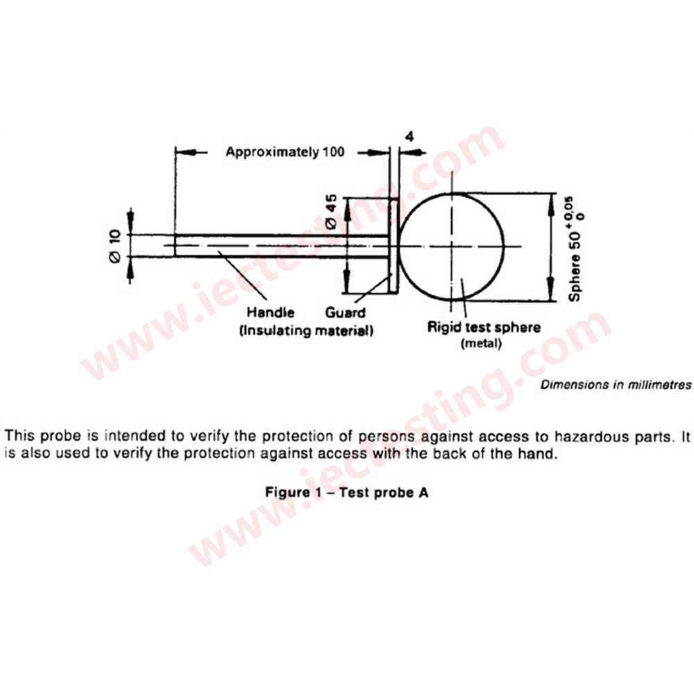 IEC61032 Figure 1 test probe A - standard drawing