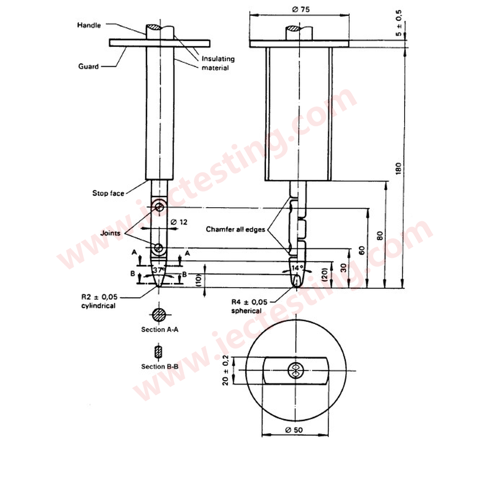 IEC61032 Figure 2 test probe B - standard drawing