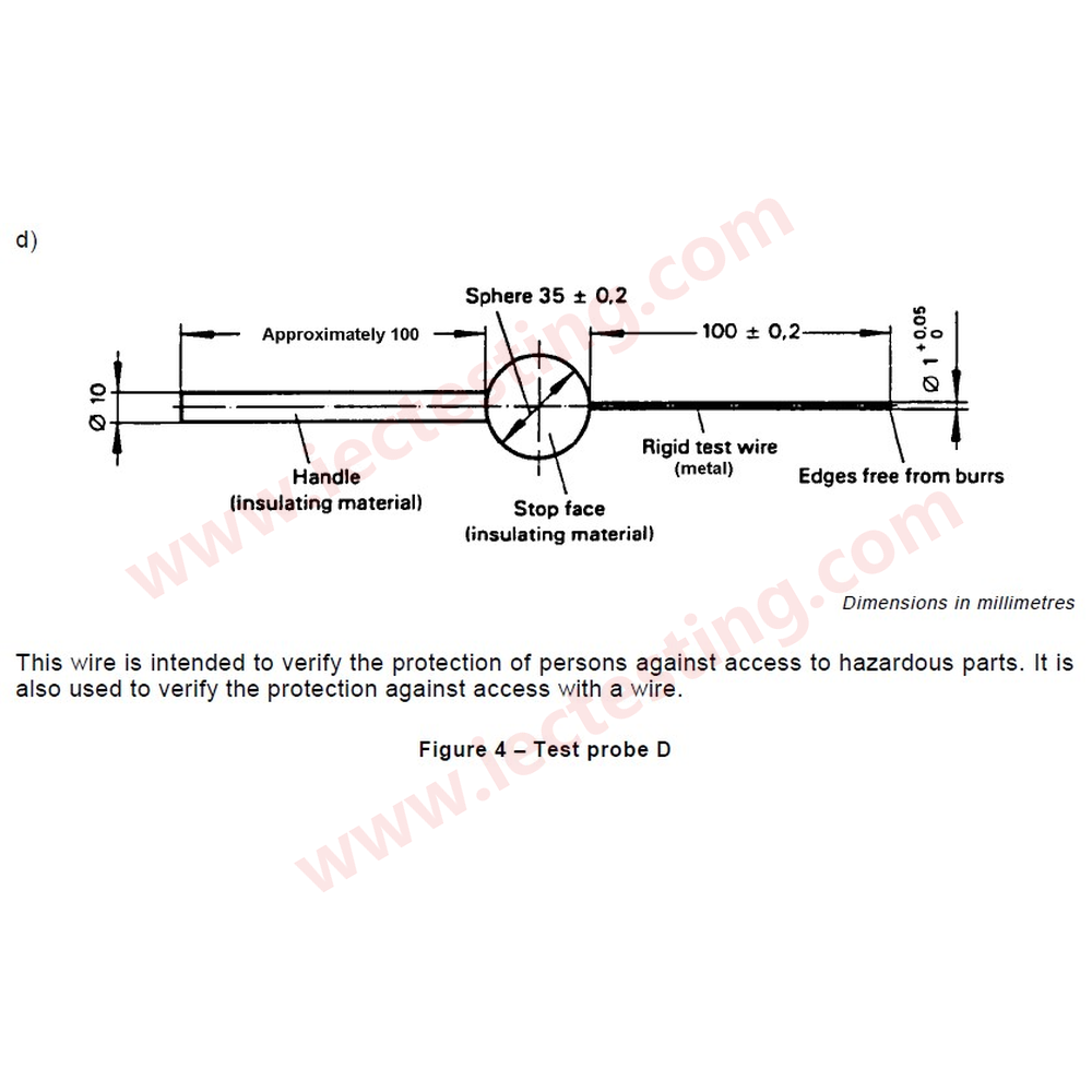 IEC61032 Figure 4 test probe D - standard drawing