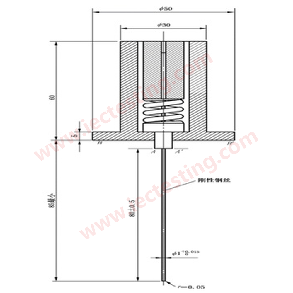 BS 546:2025 Clause 10.6.2 rigid metal pin test probe drawing