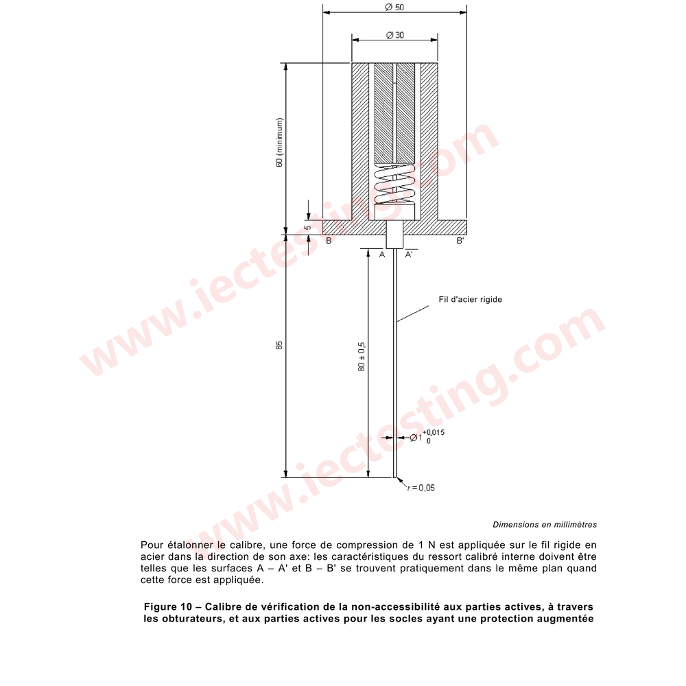 NF C 61-314 Figure 10 – standard drawing