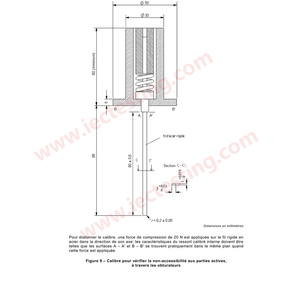 NF C 61-314 Figure 9 – standard drawing